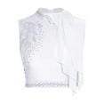 thumbnail image 1 of dPois Women's Lyrical Dance Crop Top Shiny Rhinestone Sleeveless Exquisite Embroidery Stage Performance Vest White L, 1 of 4