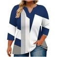 thumbnail image 2 of Jjayotai Plus Size Tops for Women Dressy, 3/4 Sleeve V Neck T Shirts, Loose Fit Business Casual Blouses, Dressy Graphic Tee, Boho Outfits for Women Navy^4XXXL, 2 of 5