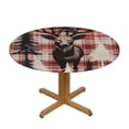 thumbnail image 3 of HAOXIT Christmas Round Tablecloth New Year Buffalo Check Plaid Washable Polyester Table Cloth Decorative Table Cover for Christmas Dining Banquet 46-50, 3 of 8