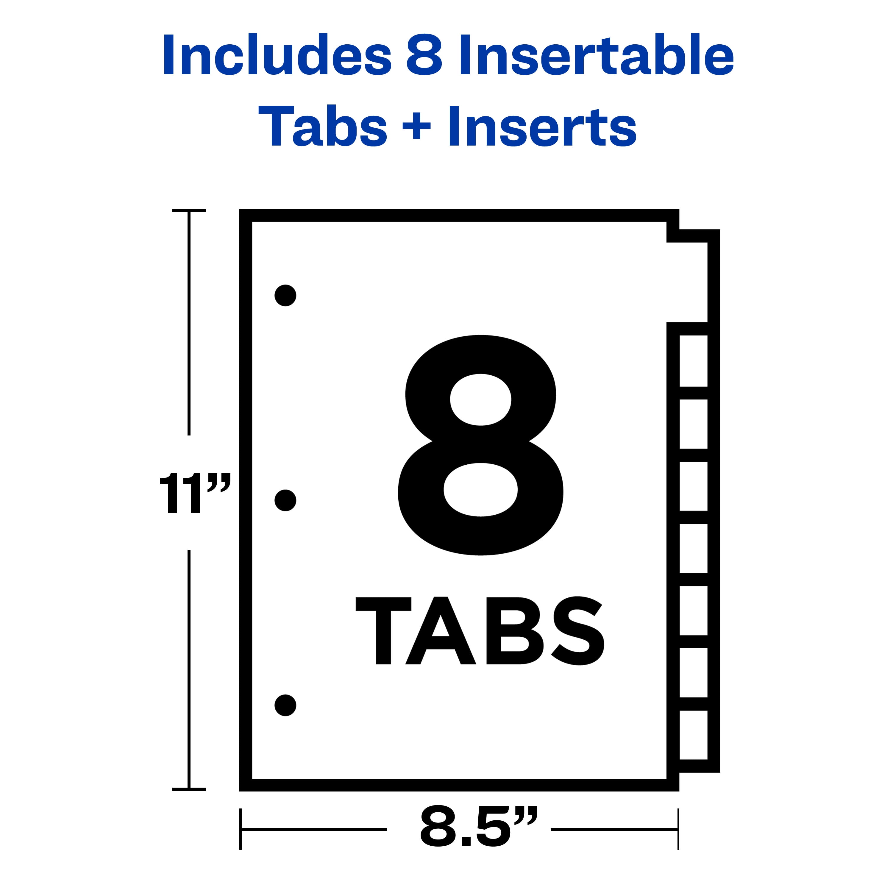 Avery Durable Plastic 8-Tab Insertable Big Tab Dividers for 3 Ring Binders 1 Sets 11836 Clear 