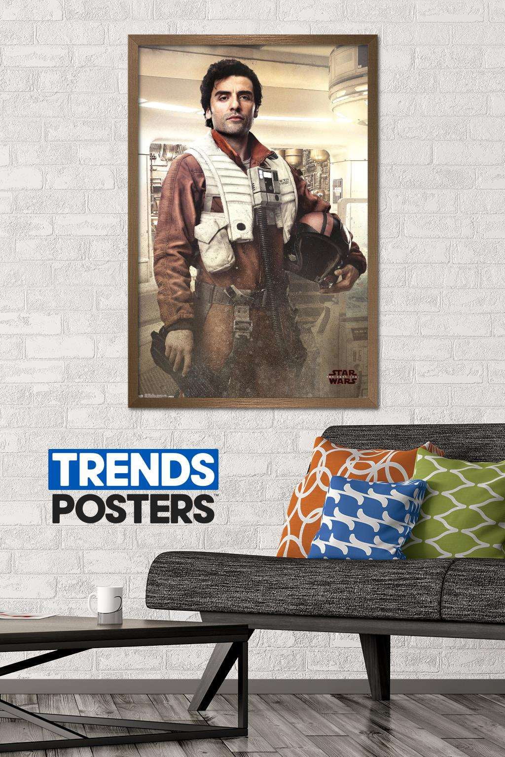 Star Wars: The Last Jedi - Poe Wall Poster, 22.375" x 34", Framed