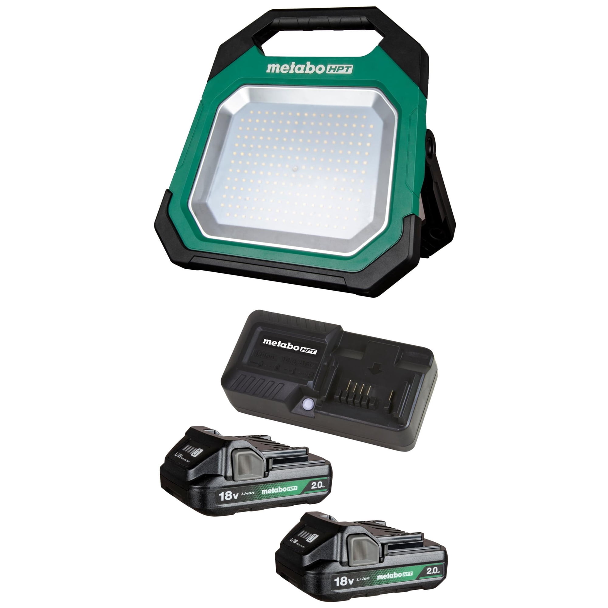 Metabo HPT 18V LED 10K LUMEN WORK LIGHT (Bare Tool) with 18V Starter Kit w/ 2 x 2.0Ah Battery