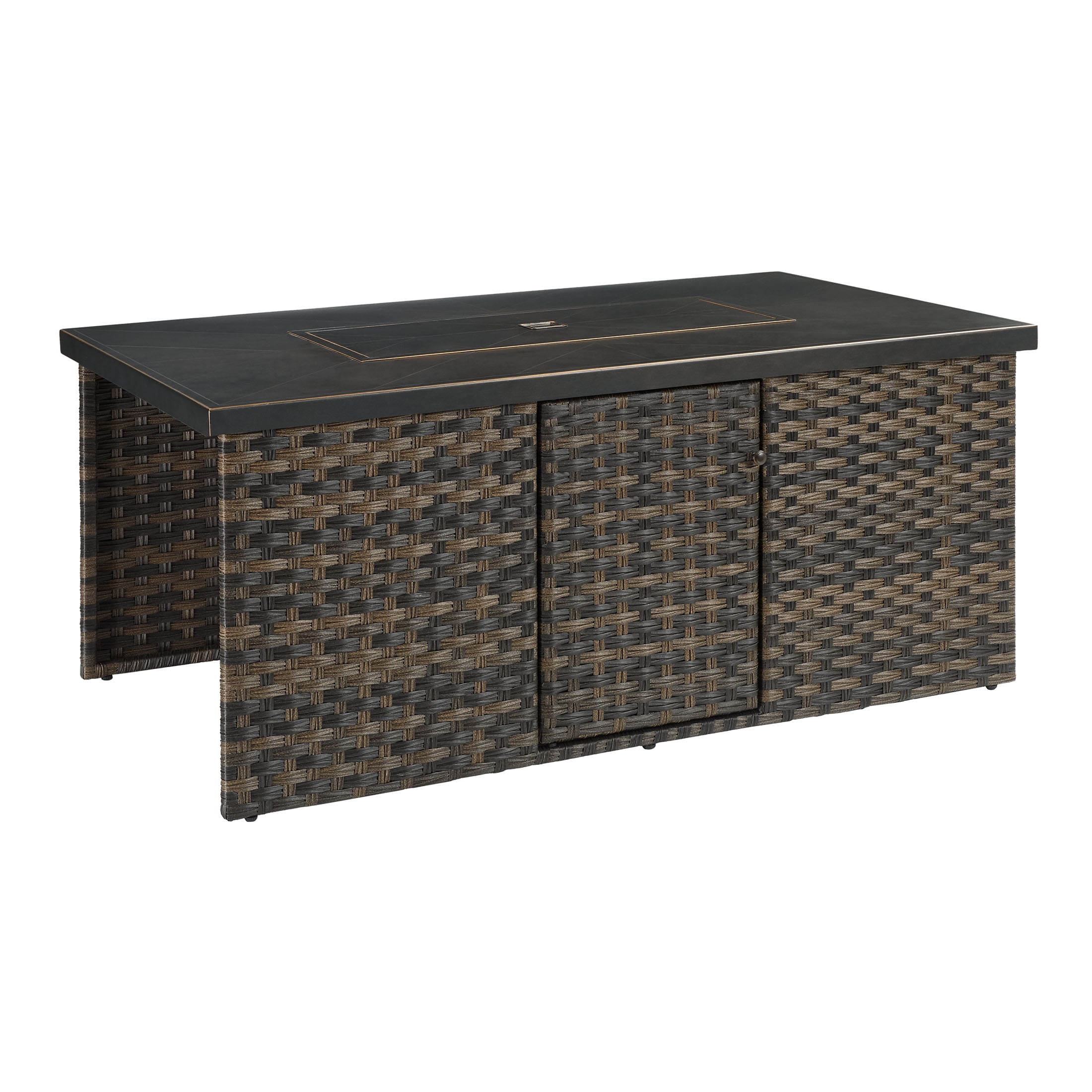 Better Homes & Gardens Rockport Club 55" x 31" Rectangular Propane Fire Pit Table with Lid - 50,000 BTU, Brown