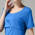 thumbnail image 3 of Olyvenn Fashion Womens Nursing Shirts for Breastfeeding Stylish Silky Touch Postpartum Pullover Casual Short Sleeve Maternity Tops Light Blue 8, 3 of 4