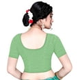 thumbnail image 2 of Stylesindia Cotton Lycra Stretchable Athletic Shirt Half Sleeve Dry Fit Workout Crop Top Gym Sports Top Sari Blouse ( X-Large, Pal Green), 2 of 2