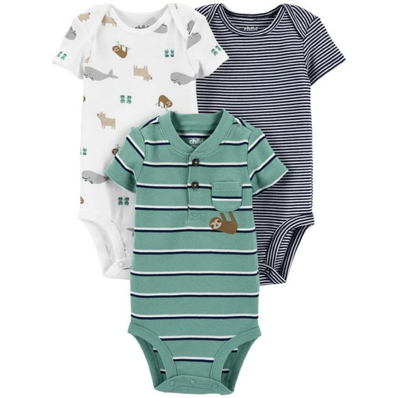 Set de Bodys Child of Mine Niño 6-9M Rayas Verde 3 Piezas