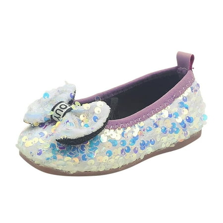 

WIQUOKETT Children Kids Baby Girls Bowknot Bling Sequins Single Shoes Comfortable and Casual with Soft Skin-friendly Materials Suitable for Children