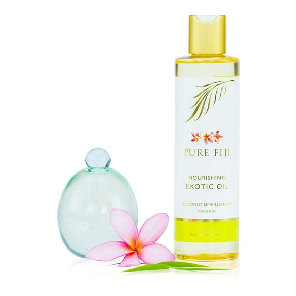 Pure Fiji Nourishing Exotic Oil - Natural Coconut Oil for Bath & SPA - Body Oil, Massage Oil, Coconut Lime Blossom , 8oz