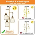 thumbnail image 3 of Dimmable Gold Floor Lamps for Living Room, 3 Light Tall Floor Lamps for Bedroom with 3 Elegant Teardrop Cage Heads & 800 Lumens LED Edison Bulbs, for Living & Reading Room, Bedroom, Office & Nursery, 3 of 5