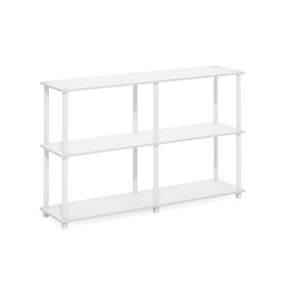 Furinno Rata 4 x 2 Industrial Multipurpose Flat Base Shelf Display Rack with Metal Frame, French Oak Grey