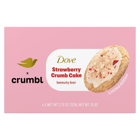 Dove & Crumbl Limited Edition Beauty Bar Strawberry Cake 15 oz 4 Bars