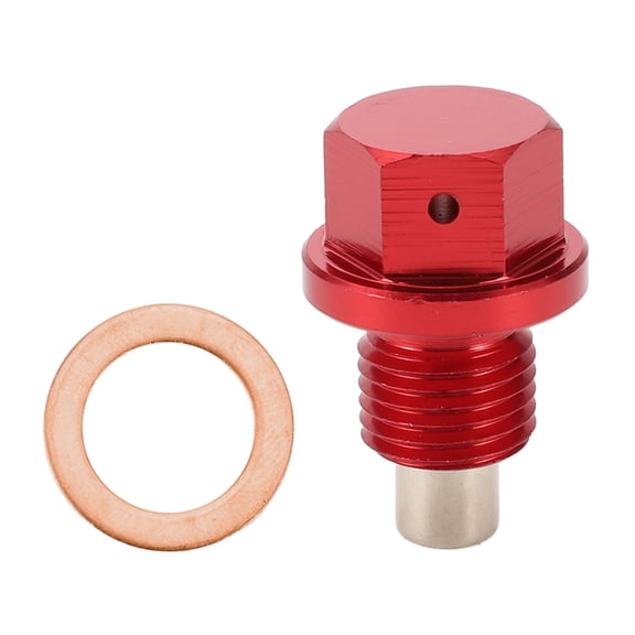 Unique Bargains Universal Oil Pan Screw Oil Drain Plug Sump Drain Nut Bolt M12x1.75 Aluminium Alloy Red 1 Set