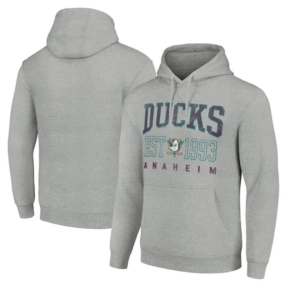 Men's Starter Heather Gray Anaheim Ducks Retro Graphic Pullover Hoodie