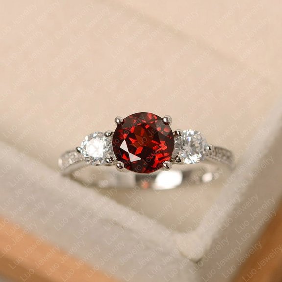 Natural Red Garnet 925 Sterling Silver Ring, Gift for Her, Engagemant Ring, Birthstone Rings for Women, Gift For Her
