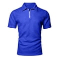 thumbnail image 7 of OGLCCG Men's Quarter-Zip Golf Shirts Lapel Collared Jacquard Short Sleeve Pullovers Casual Solid Color Business Tee Tops,XXL,Blue, 7 of 7