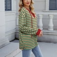 thumbnail image 6 of Craaazy Womens Striped Sweatshirt Drawstring V Neck Pullover Long Sleeve Striped Color Block Tops Casual Loose Comfy Blouse Gifts For Women, 6 of 8