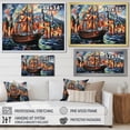 thumbnail image 5 of Designart "Cubist Cruise Pirate Adventures in the Caribbean" Oversized Coastal Framed Wall Art - Coastal Yellow Coastal Boat Hallway Framed Wall Art Decor, 5 of 7