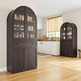 thumbnail image 6 of Akaber 71" Tall Arched Kitchen Pantry Cabinet with Glass Doors, Modern Kitchen Storage Cabinets with Adjustable Shelves and Drawer, Wooden Storage Pantry Cabinet for Living Room, Dining Room, 6 of 7