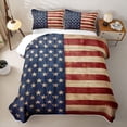 thumbnail image 2 of Manfei Rustic American Flag Quilt Full,Vintage Stars Stripes Full Bedspread Sets,Red Blue Brown,3-Piece, 2 of 7