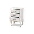 thumbnail image 3 of HomeStock Antique Ambiance  Traditional French Country Provincial White-Finished 3-Drawer Wood Nightstand, 3 of 9