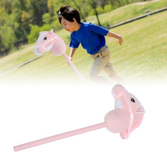 Plush Stick Horse, 27.56inch Stick Horse Plush Handcrafted Hobby Horse on A Stick, 2 Sound Effect Plush Horse Stick Toy with  Neighing Sounds, Stick Hobby Horse Riding Toy
