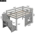 thumbnail image 3 of Bellemave Low Loft Bed with Stairs, Twin Size Loft Bed with LED Light and Storage Space, Wood Loft Bed Frame for Bedroom (Gray), 3 of 9
