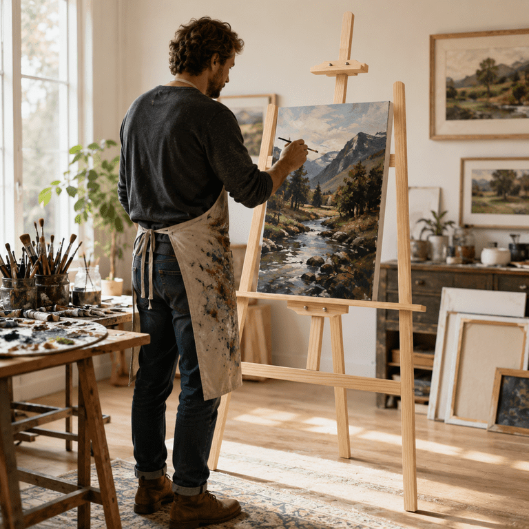 LAVFOX Adjustable Wooden Art Easel Stand, Folding photo 5