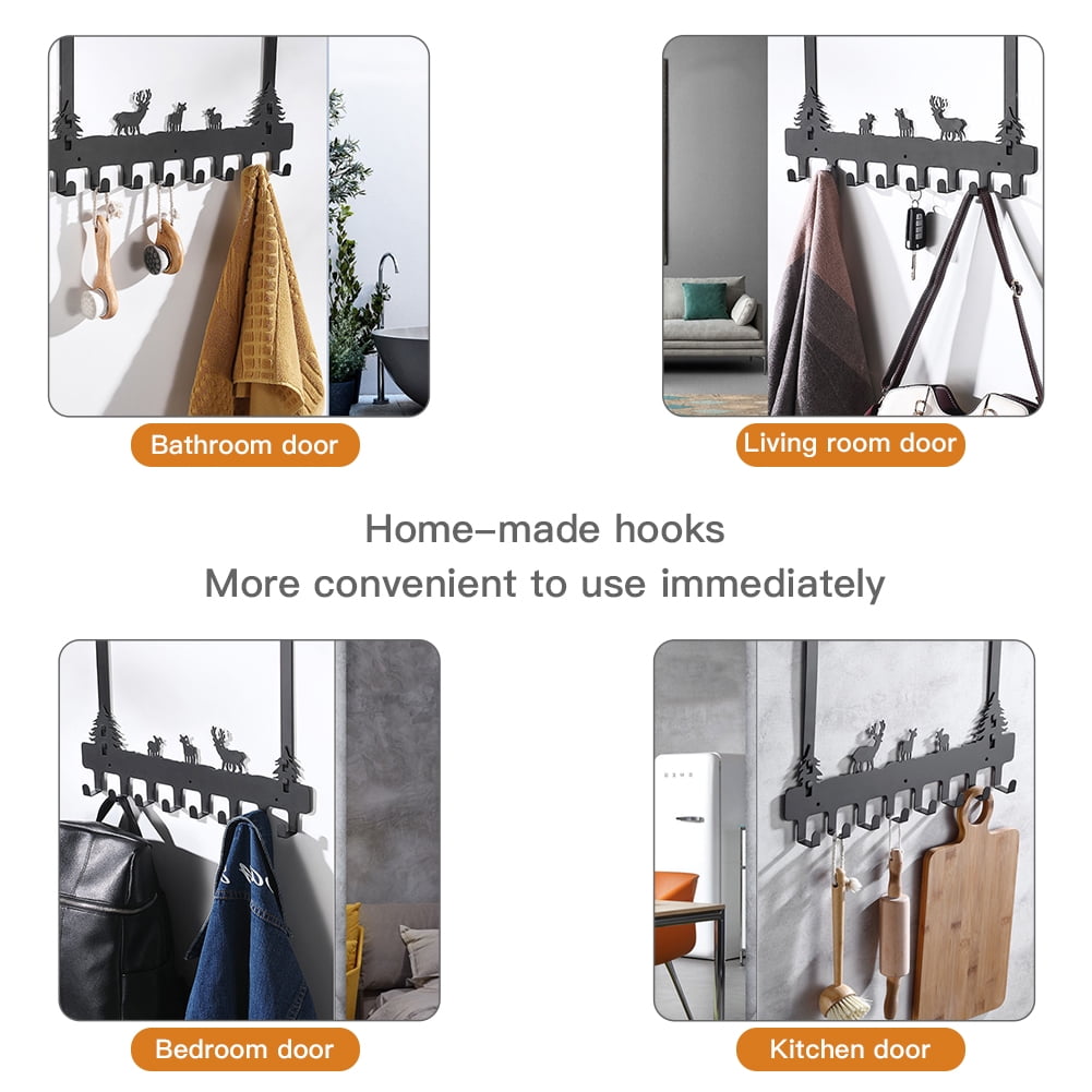 Kepooman Over The Door Hooks 8 Pack Over The Door Towel Hanger for Coat Hangers Sturdy Stainless Steel Hooks for Hanging Coats, Black Kepooman Over The Door Hooks 8 Pack Over The Door Towel Hanger for Coat Hangers Sturdy Stainless Steel Hooks for Hanging Coats, Black