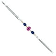 thumbnail image 3 of 925 Silver and 10K Yellow Gold Pink Created Sapphire and Created Sapphire and Lab Grown Diamond Bracelet for Women (6.51 Cttw, September Birthstone, 10X8MM and 8X6MM, 6.5/7/7.5 inch, Made in Italy), 3 of 3