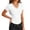 White, variant on BTDECLAR Womens Summer Tops Short Sleeve V Neck Patchwork Lace Soft T Shirts Solid Color Textured Slim Fit Casual Tight Tops