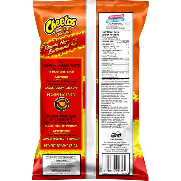 Cheetos Crunchy Flamin' Hot Cheese Flavoured Snacks, 285g 