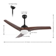 thumbnail image 3 of JONATHAN Y Sully 52" 1-Light Contemporary Industrial Iron/Plastic Mobile-App/Remote-Controlled 6-Speed Propeller Integrated LED Ceiling Fan, Neutral Brown Wood Finish/White, 3 of 8