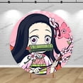 thumbnail image 3 of Fondo redondo para fiesta de Demon Slayer Kamado Nezuko, portada para niña, primer cumpleaños, pancarta de feliz cumpleaños, decoración para baby shower, 3 of 5