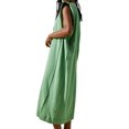 thumbnail image 2 of Lucakuins - Vestido largo informal de verano para mujer, color sólido, sin mangas, cuello redondo, vestidos de playa Lucakuins  moda, 2 of 5