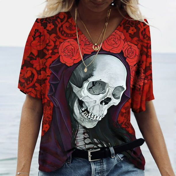 Camiseta de calavera mujer hotsell