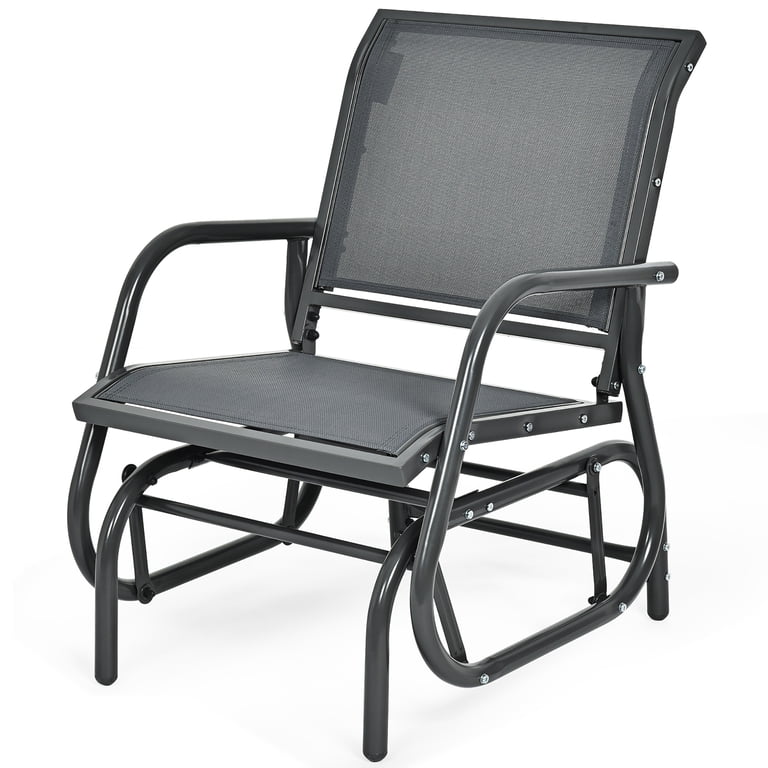 Costway Outdoor Single Swing Glider Rocking Chair, Grey photo 8