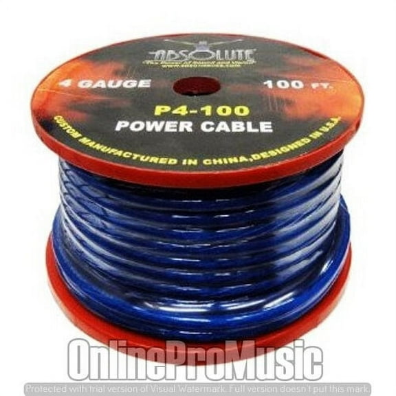 Absolute P4-100BL 100' 4-Gauge Blue Copper Mix Power Ground Wire Cable