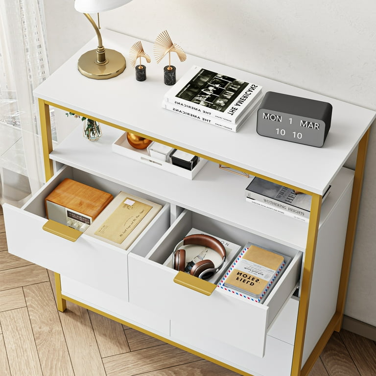 Homfa 6 Drawer Dresser, Modern Storage Chest, White Gold - Walmart.com