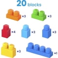 thumbnail image 6 of MEGA BLOKS Fisher-Price Blue Block Scooping Wagon Building Toy (21 Pieces) for Toddler, 6 of 7