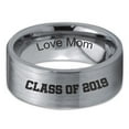 thumbnail image 2 of Tungsten Graduating Class Of 2019 Engraved Love Mom Band Ring 8mm Men Women Comfort Fit Gray Flat Cut Brushed Polished, 2 of 4
