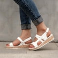 thumbnail image 2 of Fesfesfes Women's Flat Sandals Summer Flat Wedge Heel Casual Buckle Solid Color Peep-Toe Female Sandals 8.5(41), 2 of 4