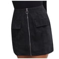 thumbnail image 2 of Fesfesfes Women Skirt Solid Color Zip Skirt Corduroy Short A-line Skirt Plus Size Clearance $10, 2 of 8