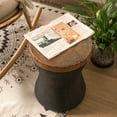 COSIEST Faux-Wood Coffee Table, Indoor/Outdoor Accent Stool, Tree-Trunk ...