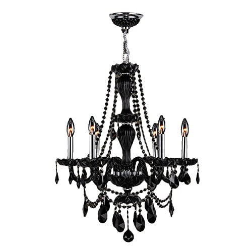 Provence Collection 6 Light Chrome Finish and Black Crystal Chandelier 23