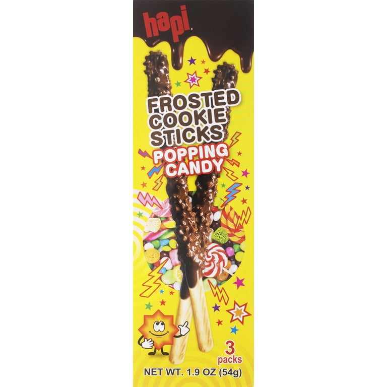 2 pack) Hapi Brand Chocolate Covered Popping Candy Cookie Stick