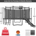 thumbnail image 6 of Jump Into Fun Trampoline 16 15 14 12FT for 9-10 Kids/ 4-5 Adults, Trampoline with Slide, Enclosure, Basketball Hoop, LED Light and More, 1500LBS Heavy Duty Galvanized Outdoor Trampoline for Family, 6 of 7