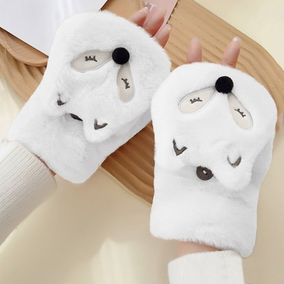 MITCOWBOYS winter gloves Womens Fox Gloes Winter Plush FauxFur Cute Mitten gloves for women cold weather