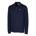 thumbnail image 2 of Men's Cutter & Buck Navy Michigan Wolverines Vault Advantage Tri-Blend Pique Big & Tall Long Sleeve Polo, 2 of 3
