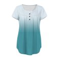 thumbnail image 4 of Summer Savings Clearance Sevevn Women Fashion V- Neck Gradient Printed Tunic Tops Buttons Short Sleeve T-shirt Plain t-shirts for Women Savings Up to 30% Off Great Gifts for Less, 4 of 6