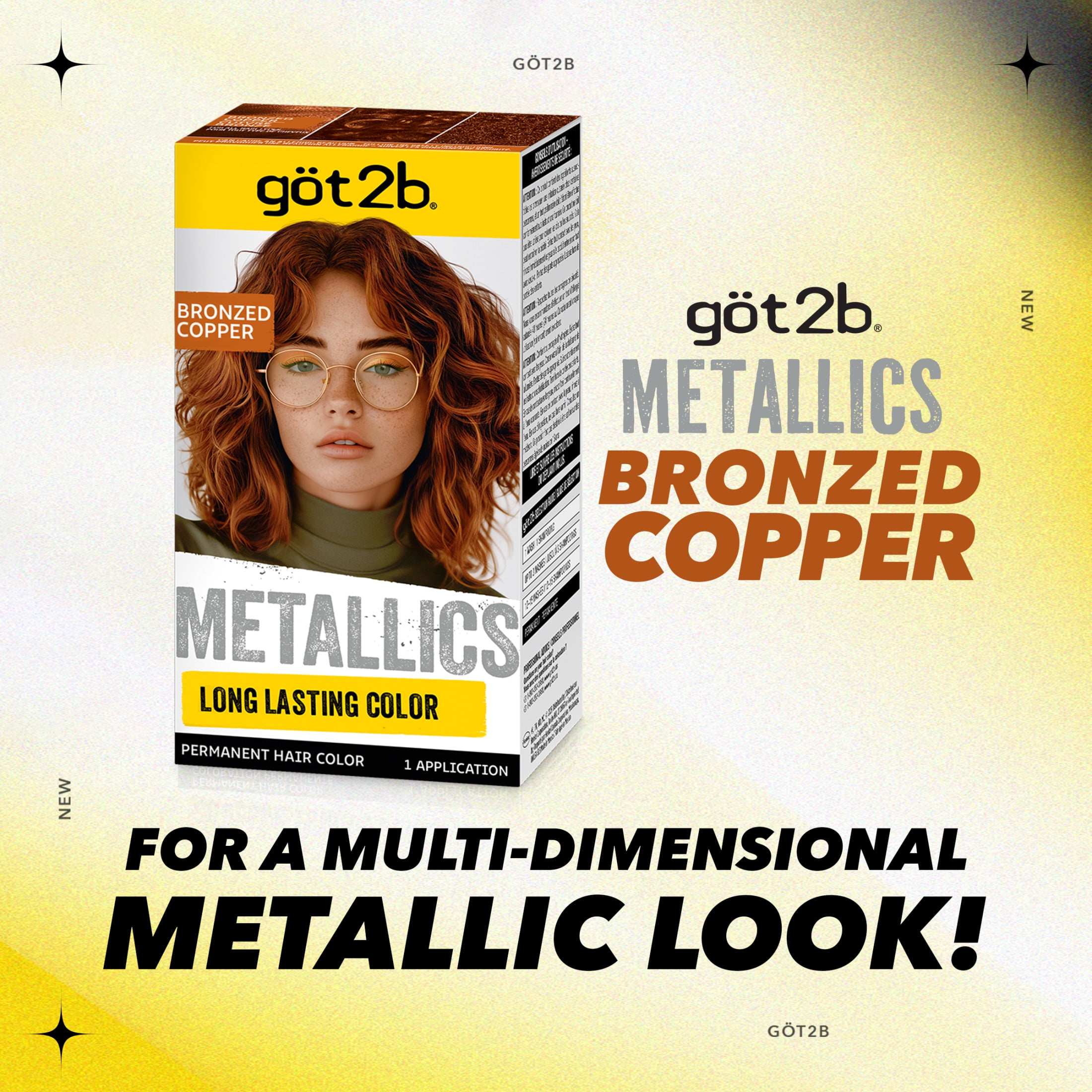 got2b Metallics Permanent Hair Dye, Bronzed Copper, Hair Color for Women & Men, 1 Kit